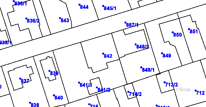 Parcela st. 842 v KÚ Svinov, Katastrální mapa