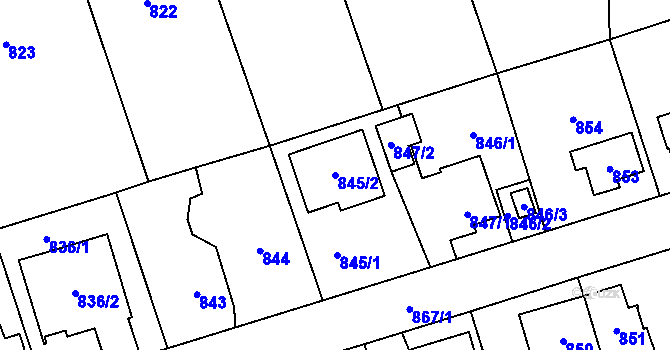 Parcela st. 845/2 v KÚ Svinov, Katastrální mapa