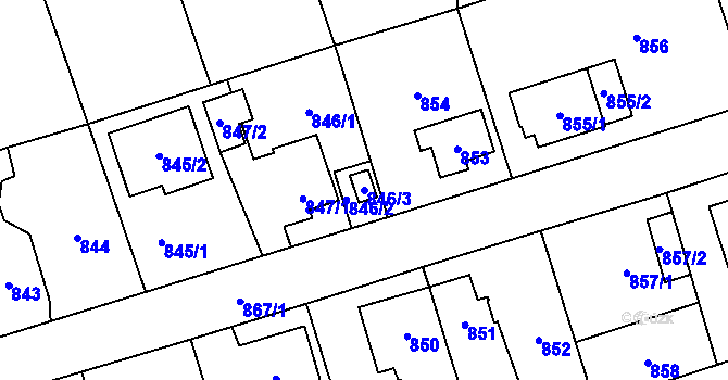 Parcela st. 846/3 v KÚ Svinov, Katastrální mapa