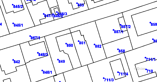 Parcela st. 851 v KÚ Svinov, Katastrální mapa