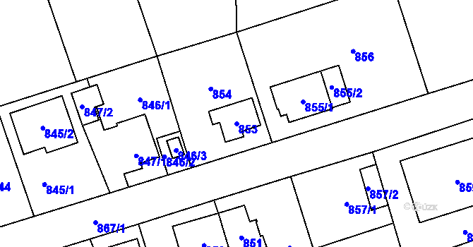 Parcela st. 853 v KÚ Svinov, Katastrální mapa