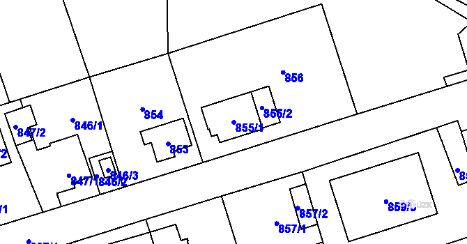 Parcela st. 855/1 v KÚ Svinov, Katastrální mapa