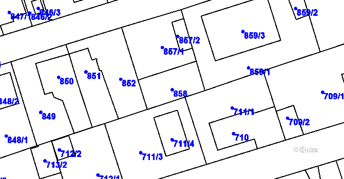 Parcela st. 858 v KÚ Svinov, Katastrální mapa