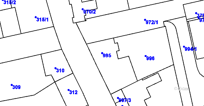 Parcela st. 995 v KÚ Svinov, Katastrální mapa