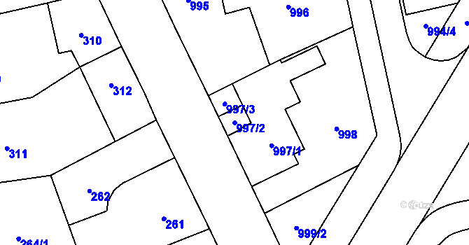 Parcela st. 997/2 v KÚ Svinov, Katastrální mapa