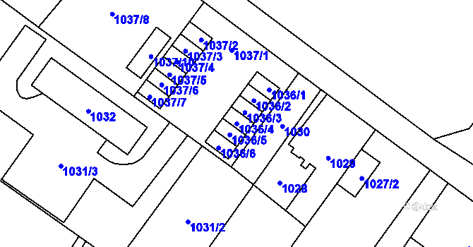 Parcela st. 1036/4 v KÚ Svinov, Katastrální mapa