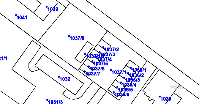 Parcela st. 1037/3 v KÚ Svinov, Katastrální mapa