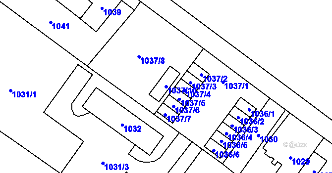Parcela st. 1037/10 v KÚ Svinov, Katastrální mapa