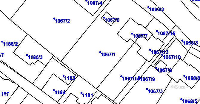 Parcela st. 1067/1 v KÚ Svinov, Katastrální mapa