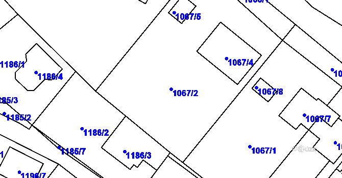 Parcela st. 1067/2 v KÚ Svinov, Katastrální mapa