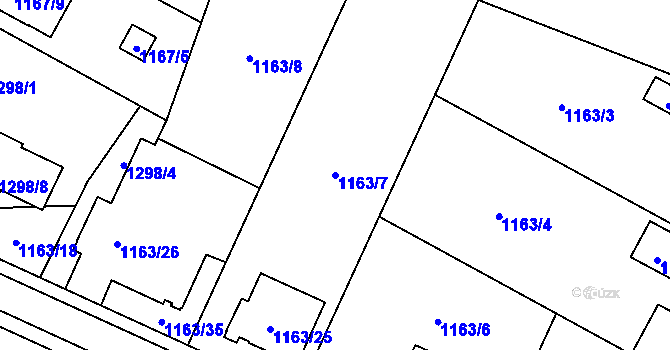 Parcela st. 1163/7 v KÚ Svinov, Katastrální mapa