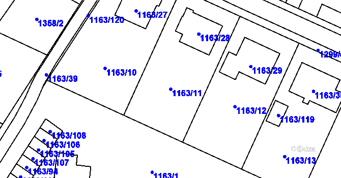 Parcela st. 1163/11 v KÚ Svinov, Katastrální mapa