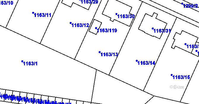 Parcela st. 1163/13 v KÚ Svinov, Katastrální mapa