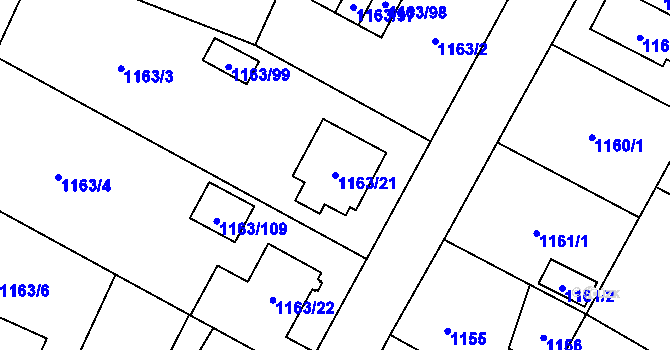 Parcela st. 1163/21 v KÚ Svinov, Katastrální mapa