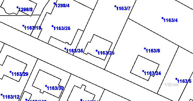Parcela st. 1163/25 v KÚ Svinov, Katastrální mapa