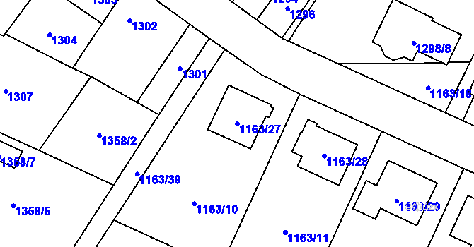 Parcela st. 1163/27 v KÚ Svinov, Katastrální mapa