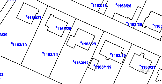Parcela st. 1163/29 v KÚ Svinov, Katastrální mapa