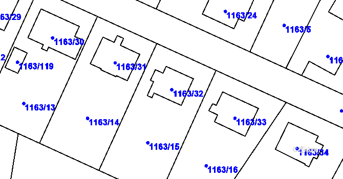 Parcela st. 1163/32 v KÚ Svinov, Katastrální mapa