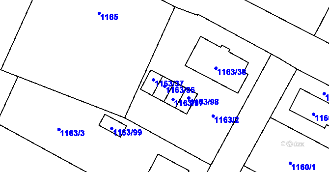 Parcela st. 1163/96 v KÚ Svinov, Katastrální mapa