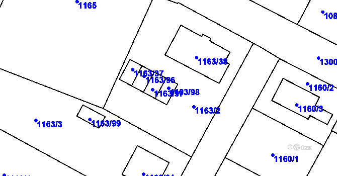 Parcela st. 1163/98 v KÚ Svinov, Katastrální mapa