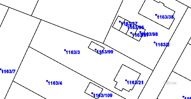 Parcela st. 1163/99 v KÚ Svinov, Katastrální mapa