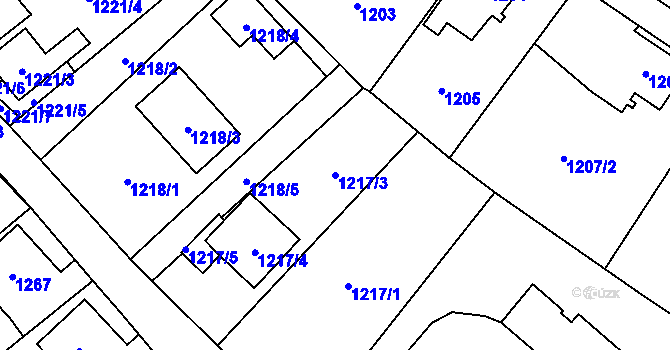 Parcela st. 1217/3 v KÚ Svinov, Katastrální mapa