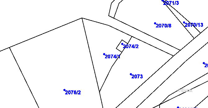 Parcela st. 2074/1 v KÚ Svinov, Katastrální mapa