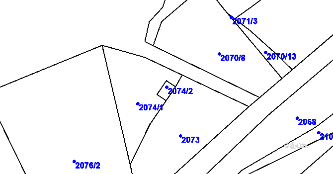 Parcela st. 2074/2 v KÚ Svinov, Katastrální mapa