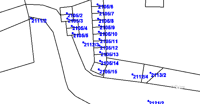 Parcela st. 2105/13 v KÚ Svinov, Katastrální mapa