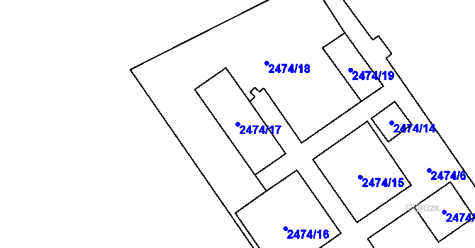 Parcela st. 2474/17 v KÚ Svinov, Katastrální mapa