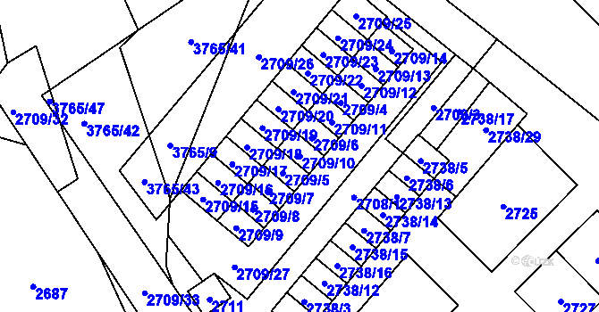 Parcela st. 2709/10 v KÚ Svinov, Katastrální mapa