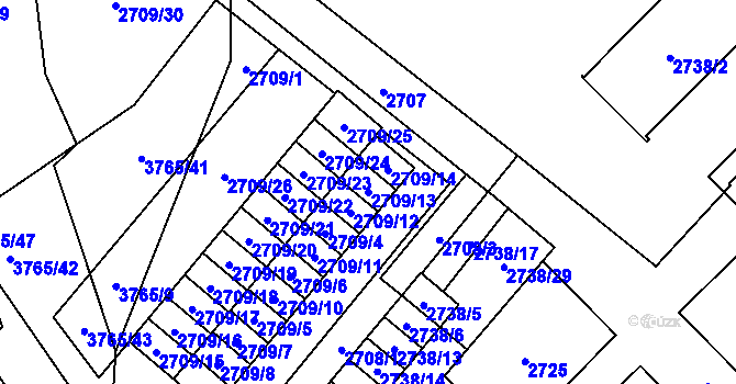 Parcela st. 2709/13 v KÚ Svinov, Katastrální mapa