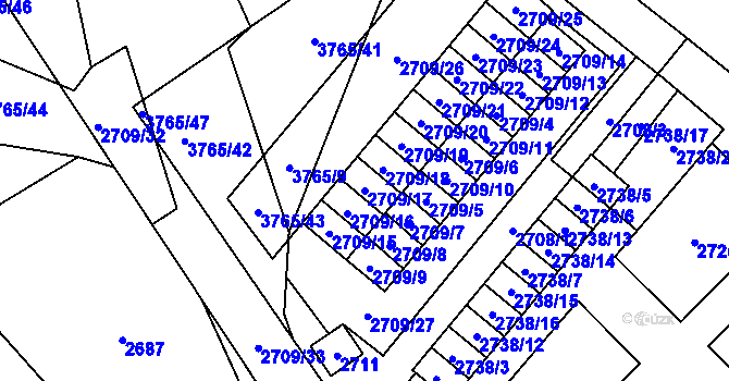 Parcela st. 2709/17 v KÚ Svinov, Katastrální mapa