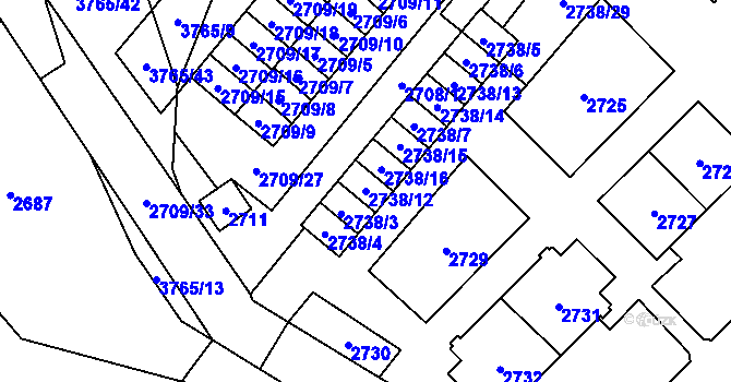 Parcela st. 2738/12 v KÚ Svinov, Katastrální mapa
