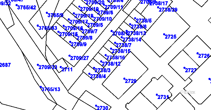 Parcela st. 2738/16 v KÚ Svinov, Katastrální mapa