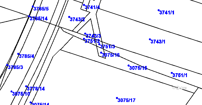 Parcela st. 3075/16 v KÚ Svinov, Katastrální mapa