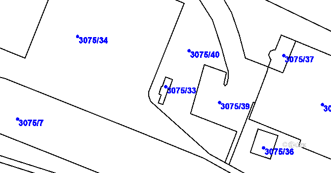Parcela st. 3075/33 v KÚ Svinov, Katastrální mapa