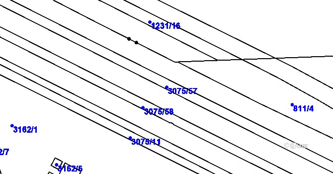 Parcela st. 3075/57 v KÚ Svinov, Katastrální mapa