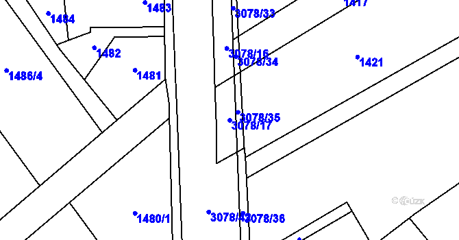 Parcela st. 3078/17 v KÚ Svinov, Katastrální mapa