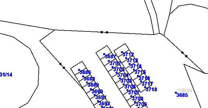 Parcela st. 3687 v KÚ Svinov, Katastrální mapa