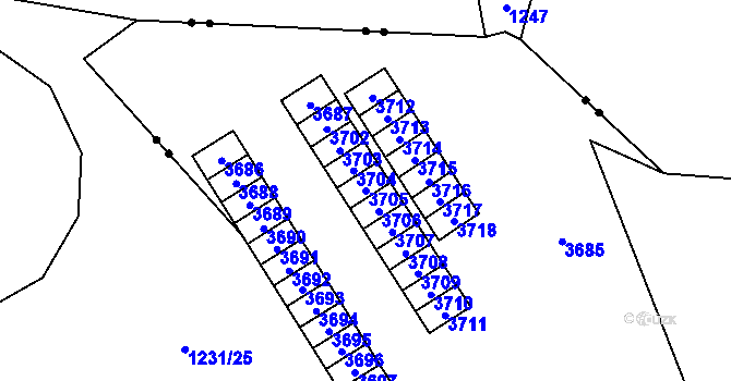 Parcela st. 3705 v KÚ Svinov, Katastrální mapa