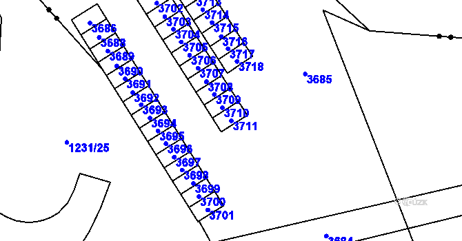 Parcela st. 3711 v KÚ Svinov, Katastrální mapa
