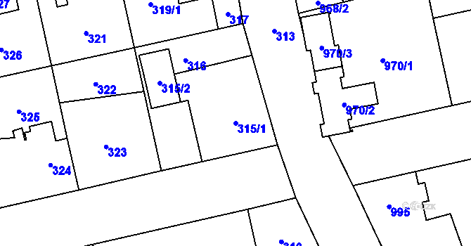 Parcela st. 315/1 v KÚ Svinov, Katastrální mapa