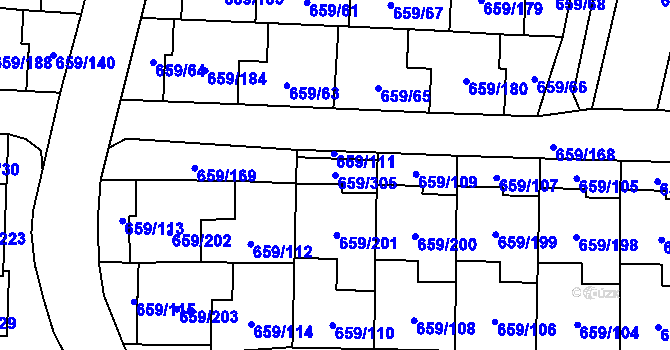Parcela st. 659/305 v KÚ Svinov, Katastrální mapa