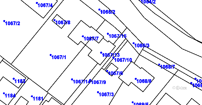 Parcela st. 1067/13 v KÚ Svinov, Katastrální mapa