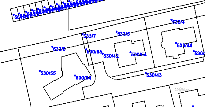 Parcela st. 530/42 v KÚ Svinov, Katastrální mapa