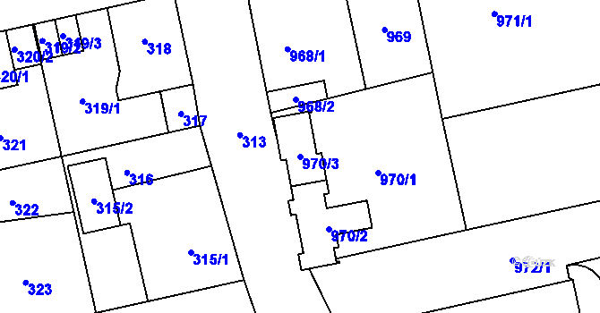 Parcela st. 970/3 v KÚ Svinov, Katastrální mapa