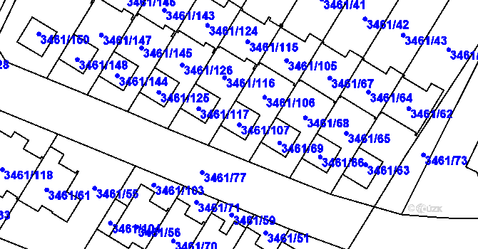 Parcela st. 3461/107 v KÚ Svinov, Katastrální mapa