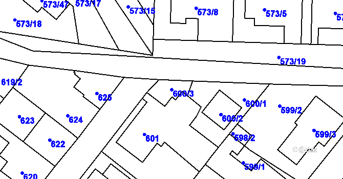 Parcela st. 600/3 v KÚ Svinov, Katastrální mapa