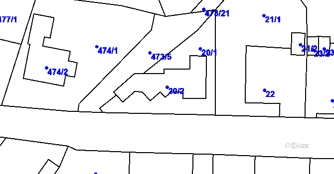 Parcela st. 20/2 v KÚ Svinov, Katastrální mapa